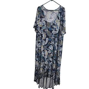 Jessica London Long Length Dress 26 Womens Plus Size Multicolor Geometric Hi Low